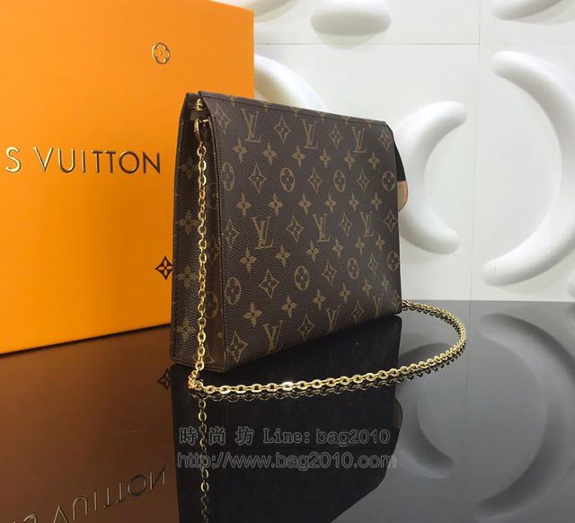 LV女包 M47542 路易威登Monogram帆布化妝盒 LV鏈條小包 LV手拿包 LV斜挎包  ydh3019